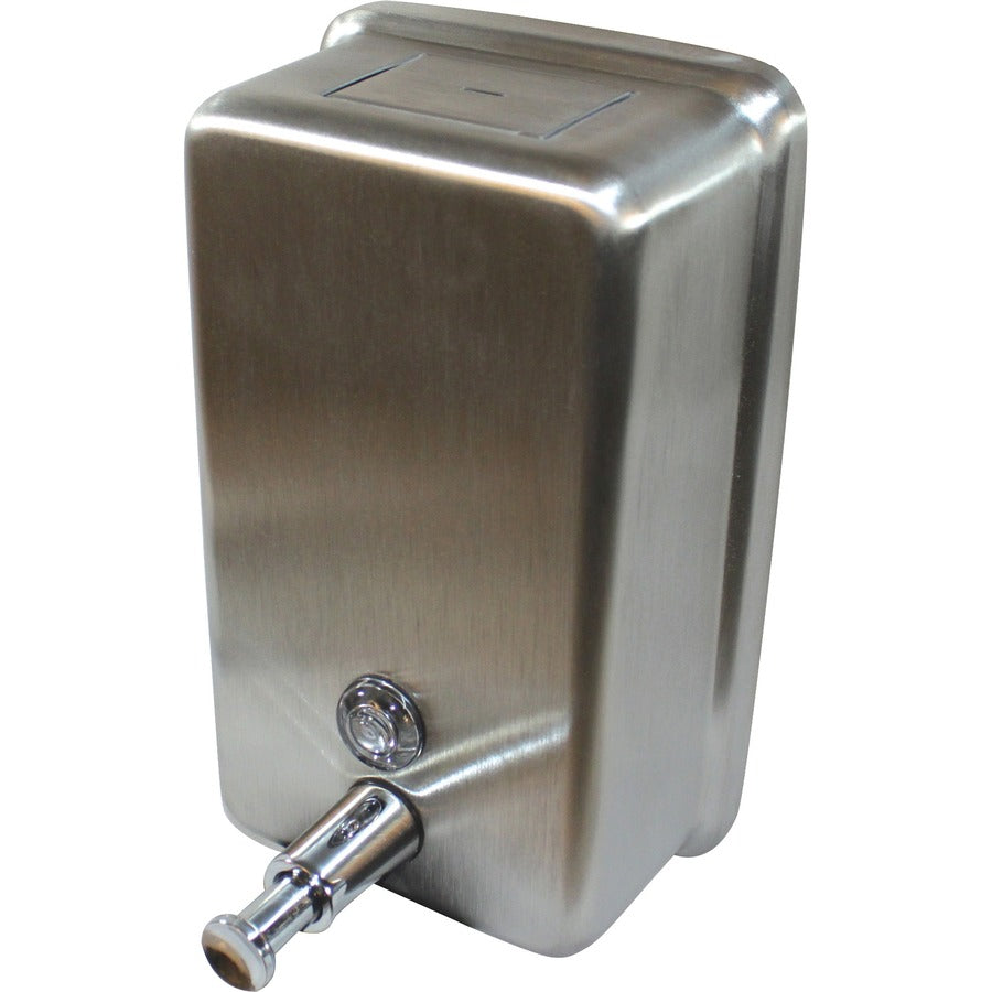 Genuine Joe Stainless Steel Vertical Soap Dispenser, Manual, 1.25 Quart Capacity, 24 per Carton