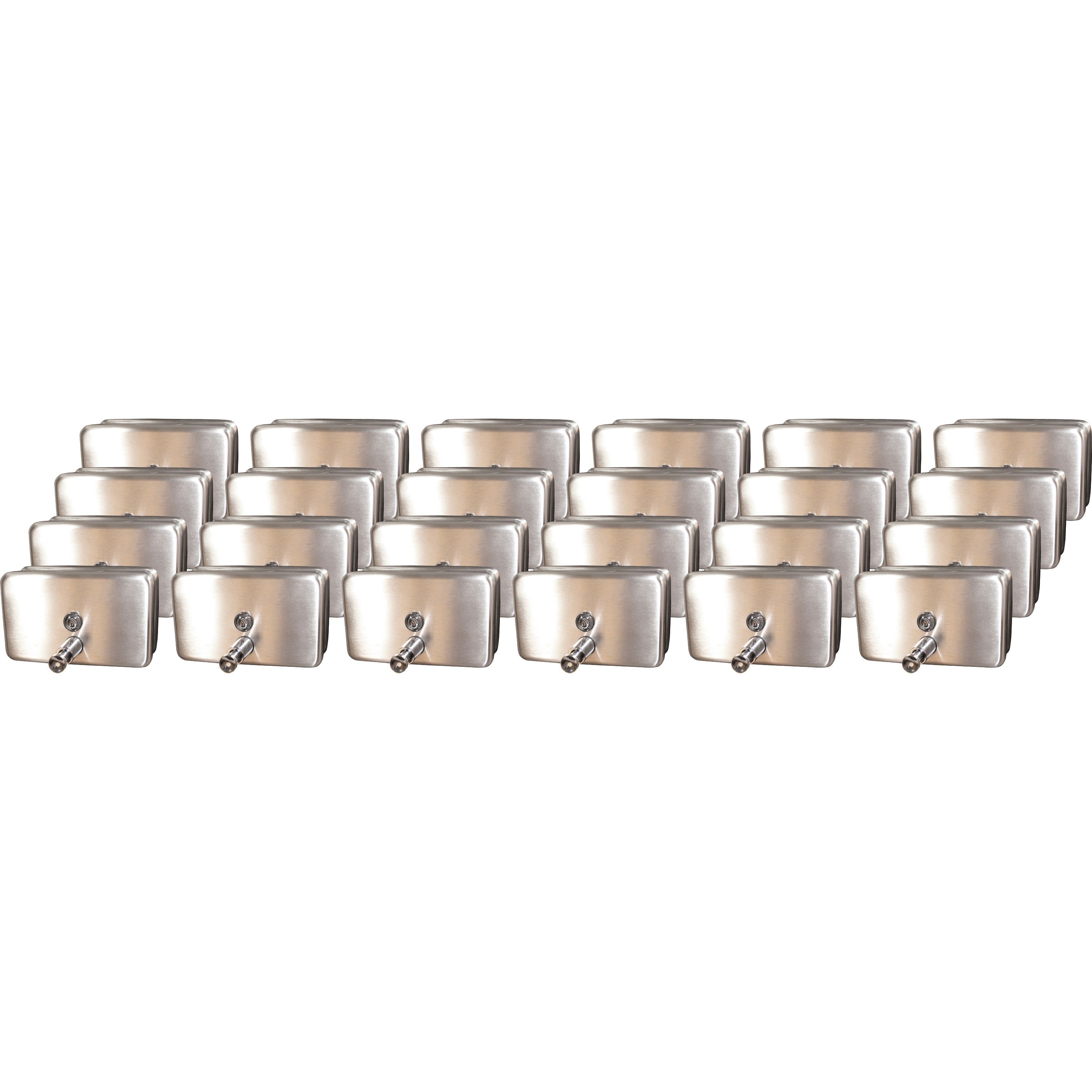 Genuine Joe Horizontal Soap Dispenser, Manual, 1.25 Quart Capacity, Stainless Steel, 24 per Carton