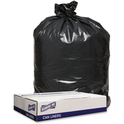 Genuine Joe Low Density Black Can Liners, 56 Gallon, 47" x 43", 1.20 mil, Recycled, 100/Carton