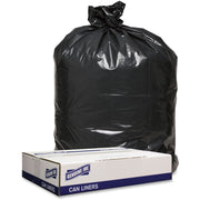 Genuine Joe Low Density Black Can Liners, 56 Gallon, 47" x 43", 1.60 mil, Recycled, 100/Carton