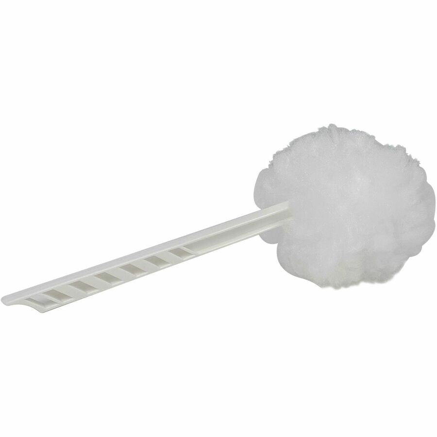 Genuine Joe Toilet Bowl Mop, 4.5" Head, 12" Plastic Handle, Durable, Scrubber Strip, Acid Resistant, White, 25/Carton