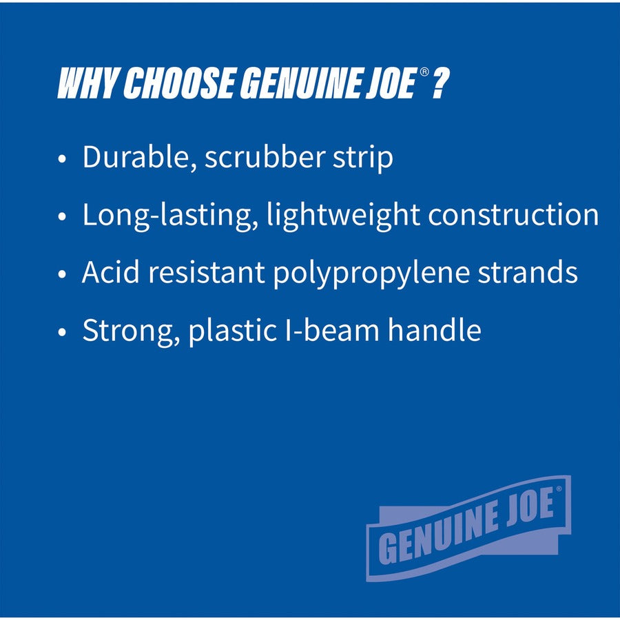 Genuine Joe Toilet Bowl Mop, 4.5" Head, 12" Plastic Handle, Durable, Scrubber Strip, Acid Resistant, White, 25/Carton