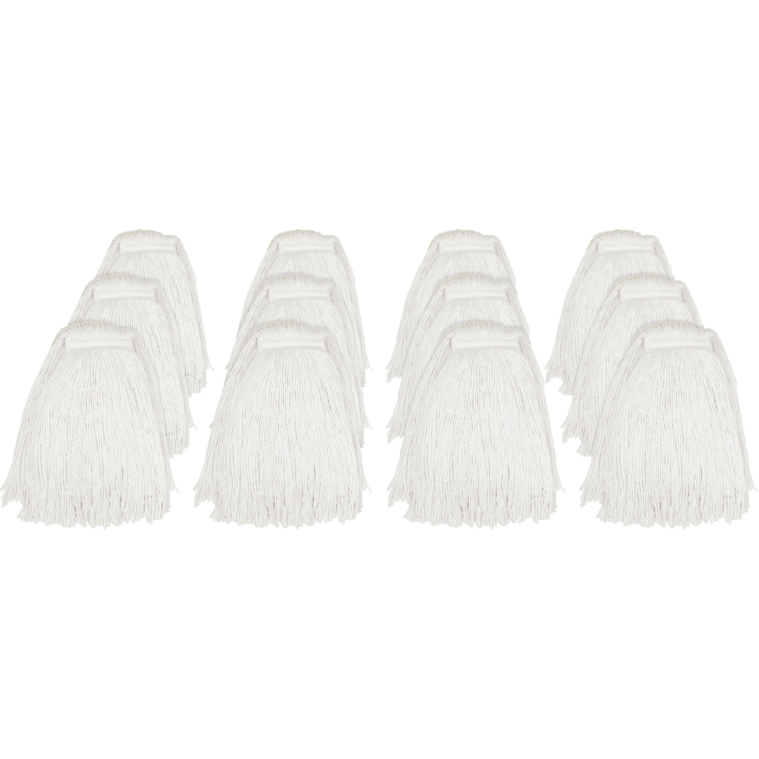 Genuine Joe Cut End Mophead, Rayon, Natural, 1" Headband, 16 oz, 4-ply, 12 per Carton