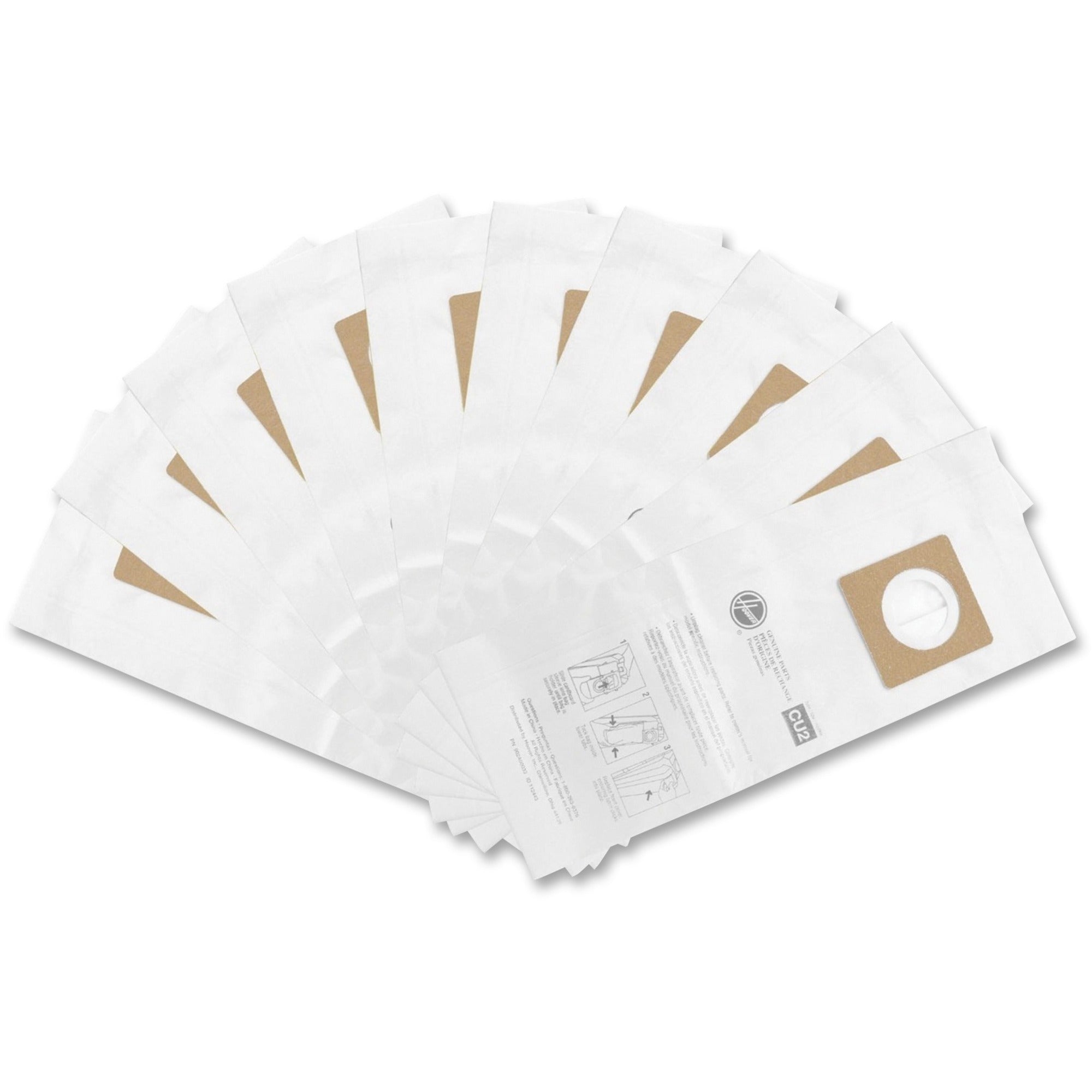 Hoover HushTone Vacuum Bags, Micro Allergen, Disposable, White, 10 Pack