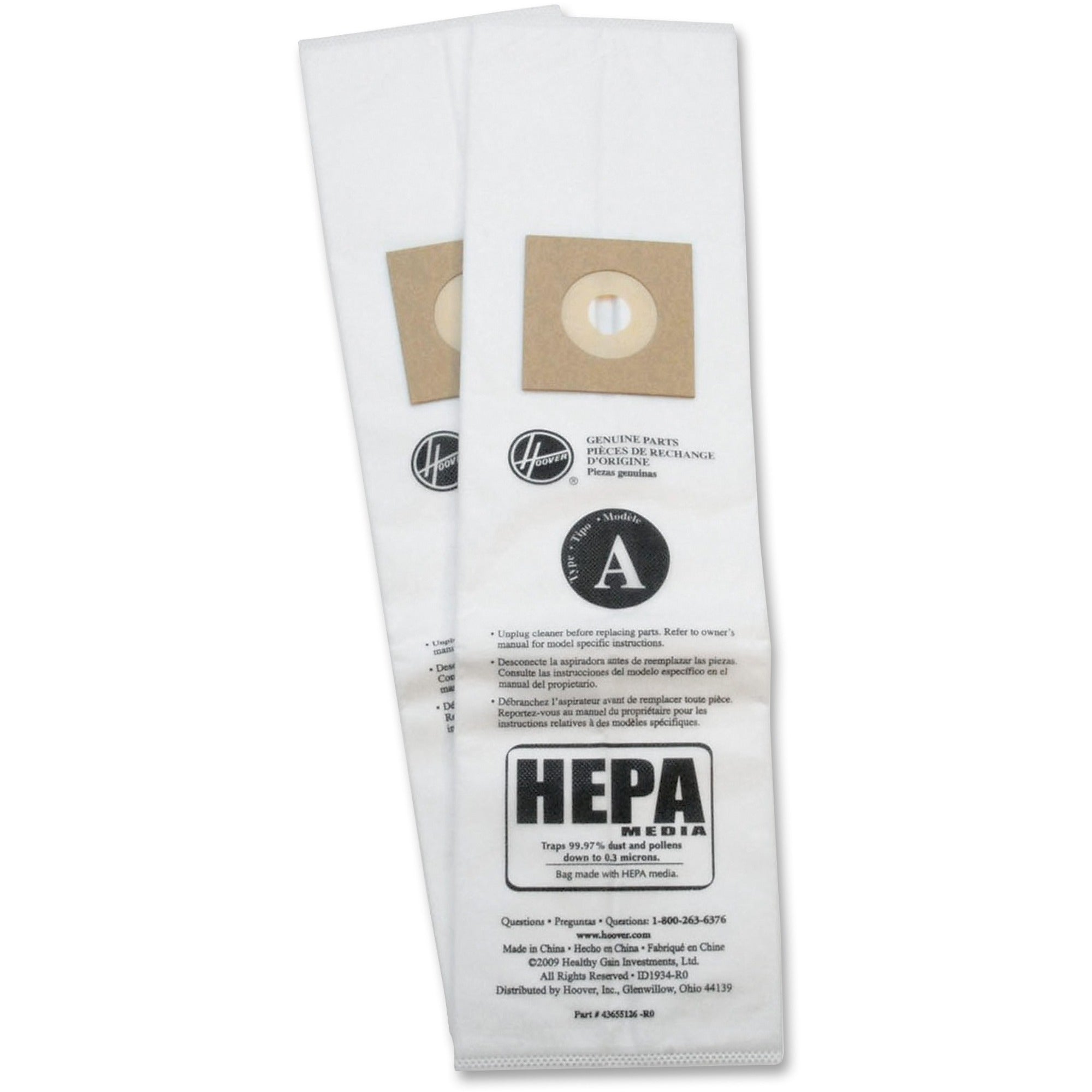 Hoover Insight Upright Allergen Bags, Type A, Yellow, 1 Pack