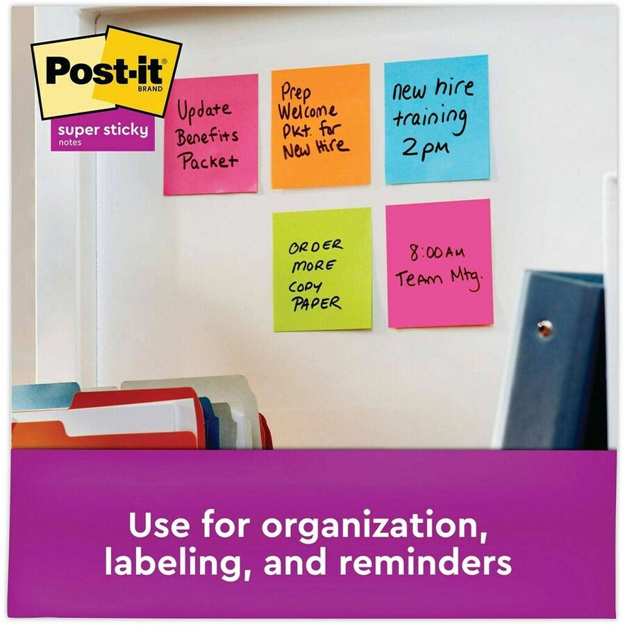 Post-it Super Sticky Notes, Energy Boost Color Collection, 1680 Multicolor Notes, 3" x 3", Square, 70 Sheets per Pad, 1 Pack, Vital Orange, Tropical Pink, Sunnyside, Blue Paradise, Limeade, Self-adhesive, Recyclable