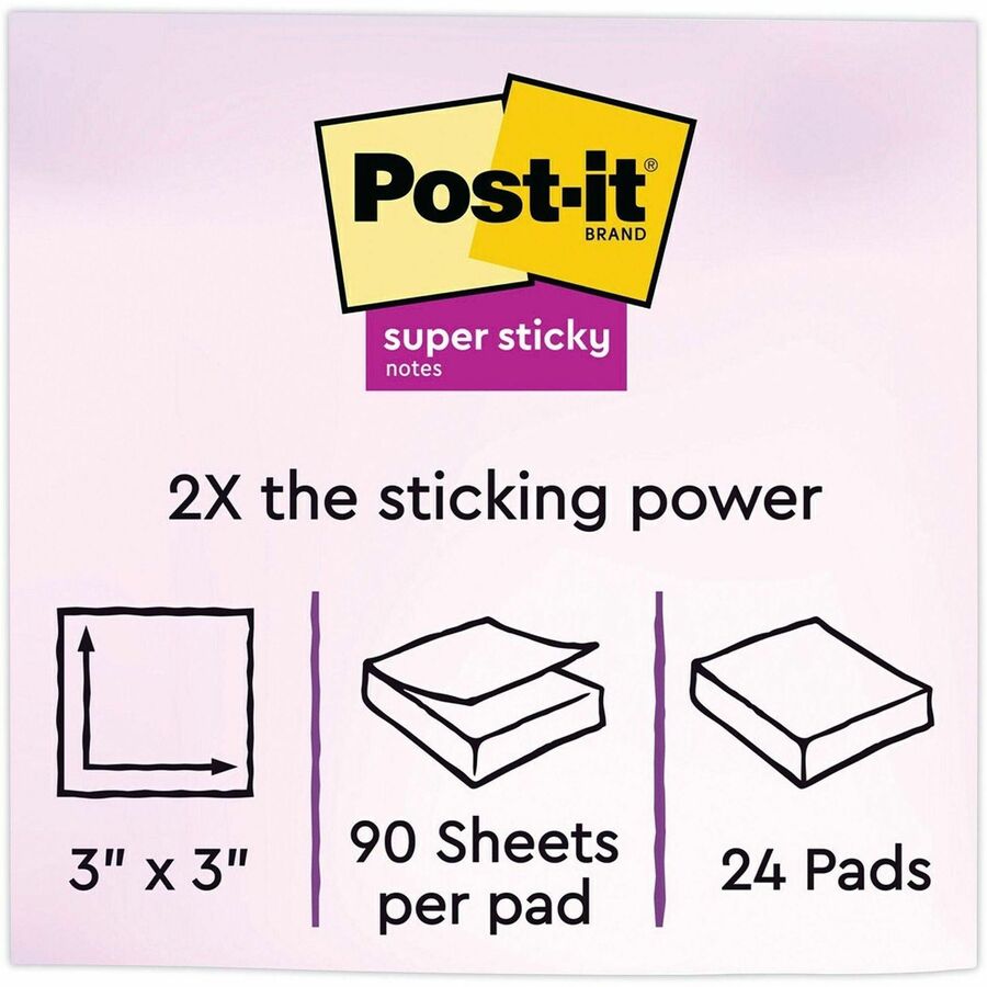 Post-it Super Sticky Notes, Energy Boost Color Collection, 1680 Multicolor Notes, 3" x 3", Square, 70 Sheets per Pad, 1 Pack, Vital Orange, Tropical Pink, Sunnyside, Blue Paradise, Limeade, Self-adhesive, Recyclable