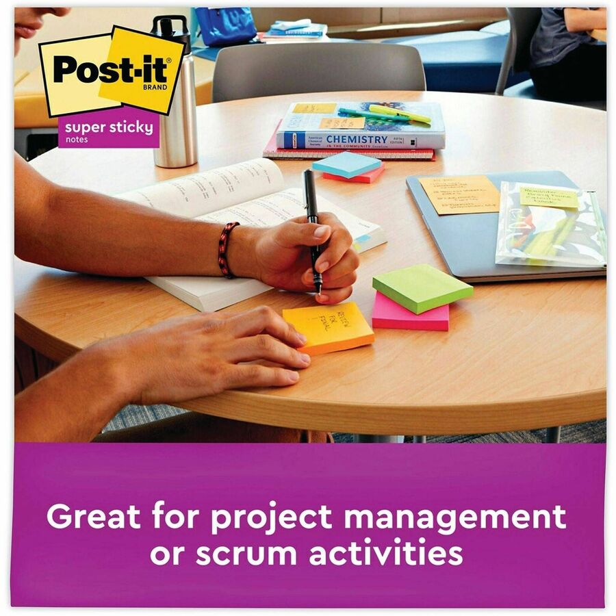 Post-it Super Sticky Notes, Energy Boost Color Collection, 1680 Multicolor Notes, 3" x 3", Square, 70 Sheets per Pad, 1 Pack, Vital Orange, Tropical Pink, Sunnyside, Blue Paradise, Limeade, Self-adhesive, Recyclable