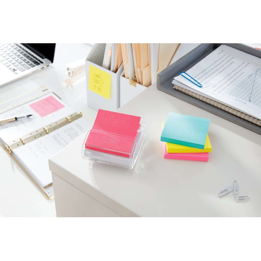 Post-it Super Sticky Dispenser Notes, Supernova Neons, 900 Multicolor Notes, 3" x 3", 90 Sheets per Pad, Aqua Splash/Acid Lime/Guava, 1 Pack