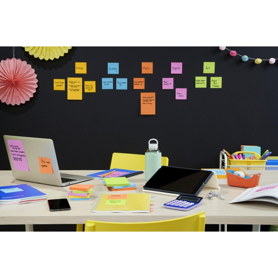 Post-it Super Sticky Dispenser Notes, Energy Boost Color Collection, 3" x 3", Vital Orange, Tropical Pink, Sunnyside, 1 Pack