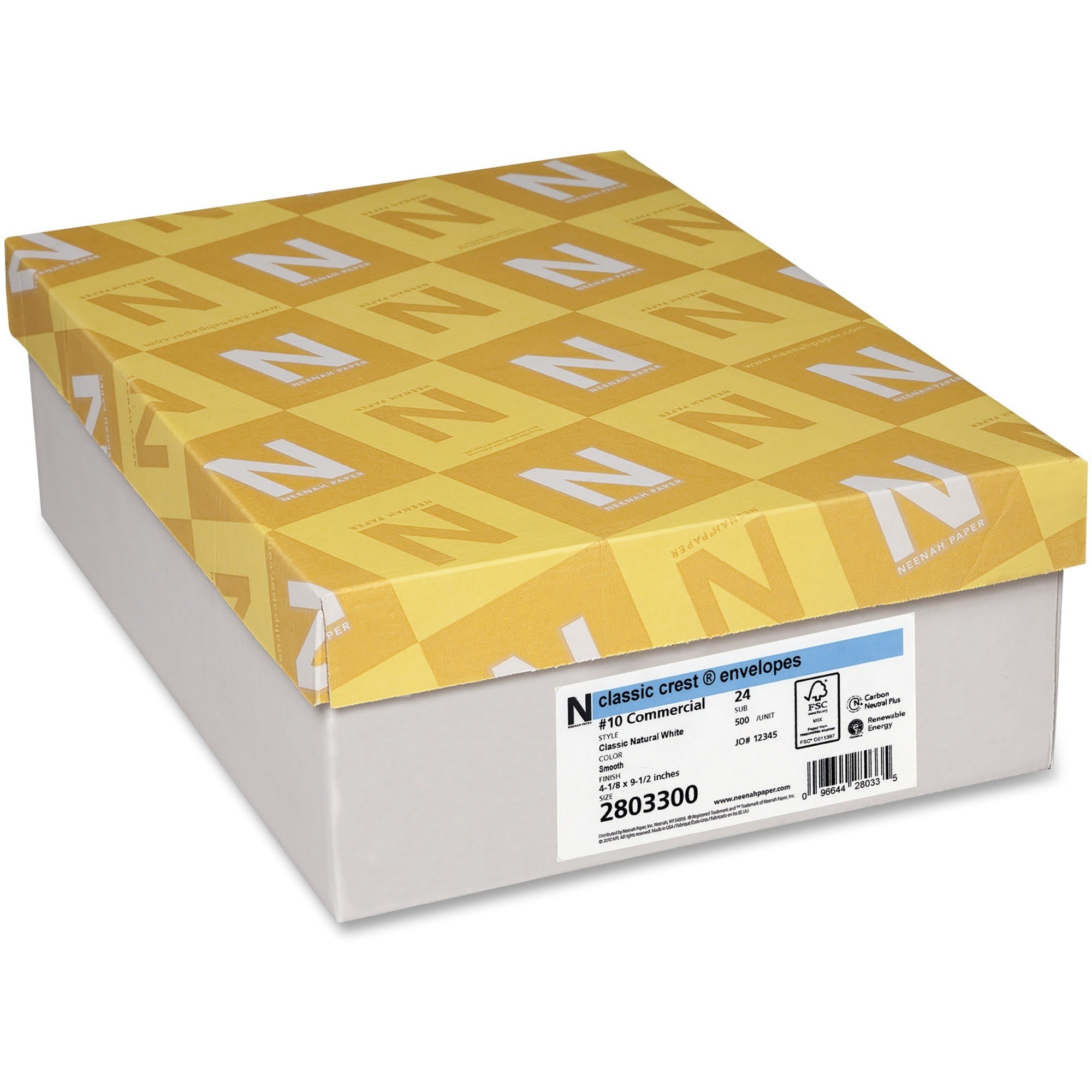 Classic Crest #10 Commercial Flap Envelopes, 4 1/8" x 9 1/2", 24 lb, Natural White, 500/Box