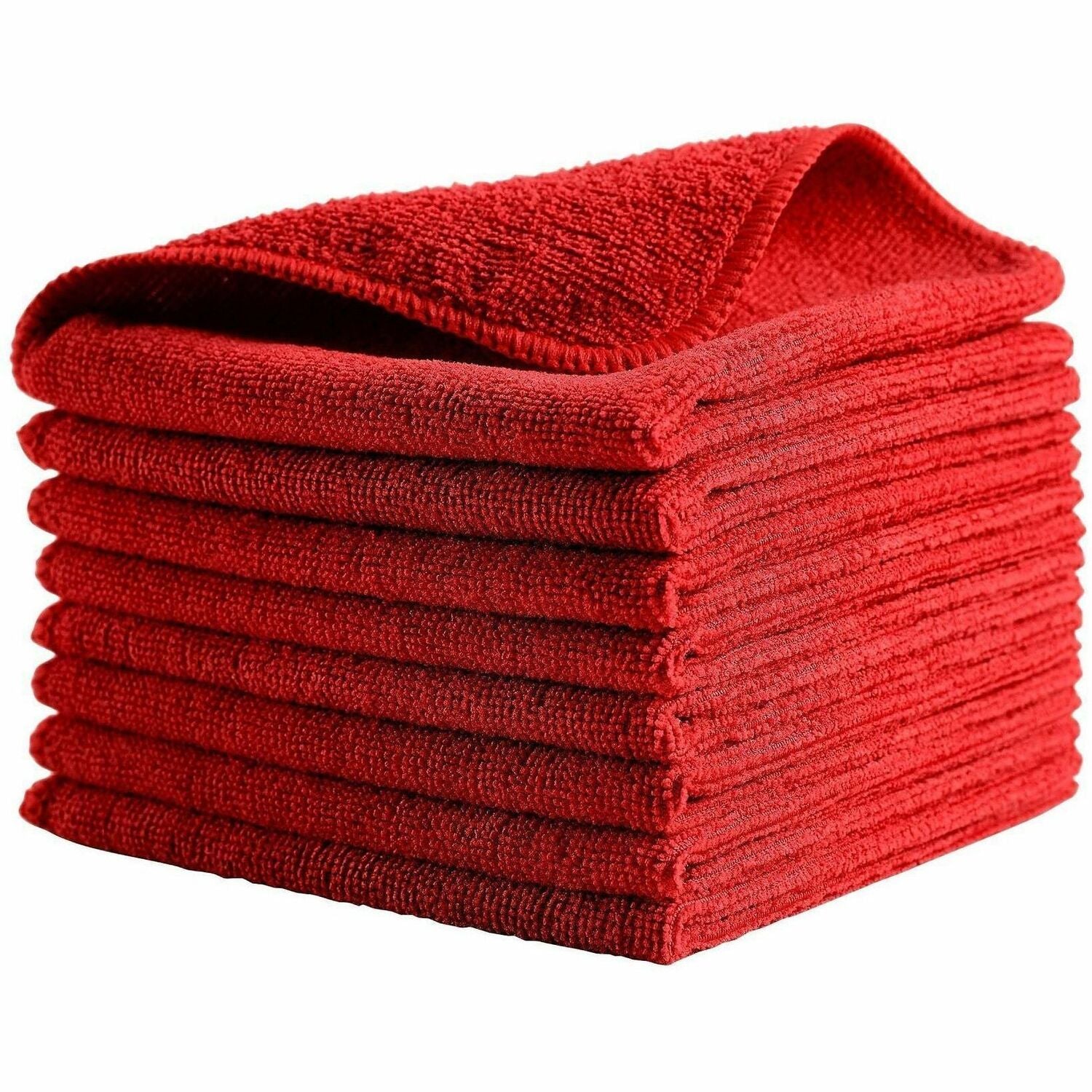 Rubbermaid Commercial Microfiber Light-Duty Cleaning Cloths, 16" x 16", Red, Bleach-Safe, Washable, Durable, Chemical Resistant, Reusable, 24 Cloths per Bag
