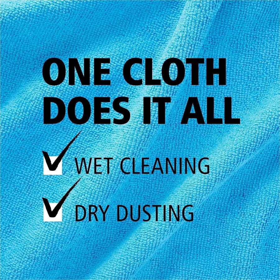 Rubbermaid Commercial Microfiber Light-Duty Cleaning Cloths, Blue, 16" x 16", 24/Bag