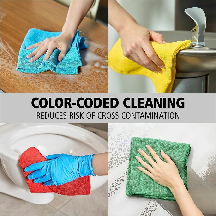 For Commercial - 16" Length x 16" Width - Recommended For: Germs Remover, Microbe Remover - Bleach-safe, Chemical Resistant, Reusable - Yellow - 24 / Pack