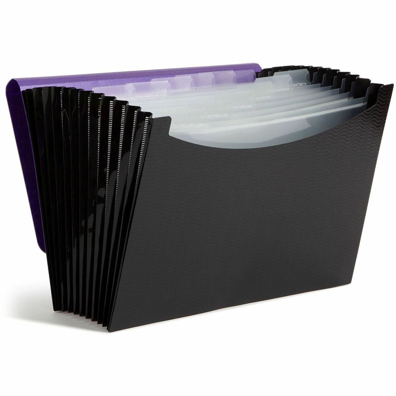 Smead Wave Pattern Poly Expanding File, Letter Size, 12 Pockets, Purple/Black, 1 Each