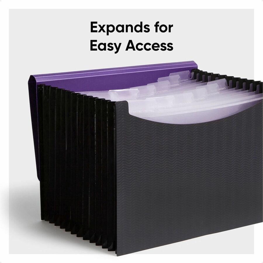 Smead Wave Pattern Poly Expanding File, Letter Size, 12 Pockets, Purple/Black, 1 Each