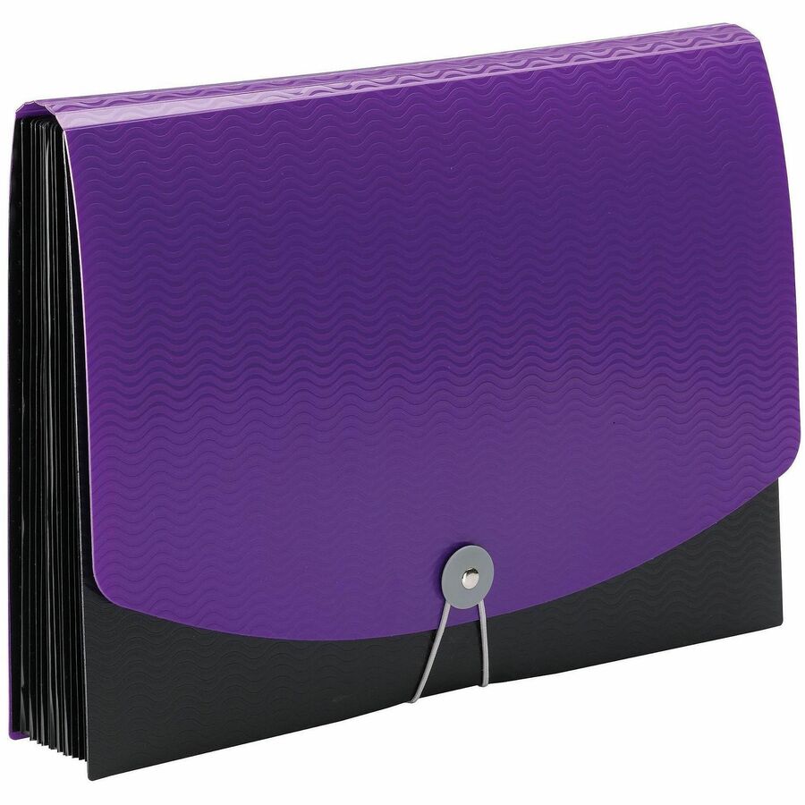 Smead Wave Pattern Poly Expanding File, Letter Size, 12 Pockets, Purple/Black, 1 Each