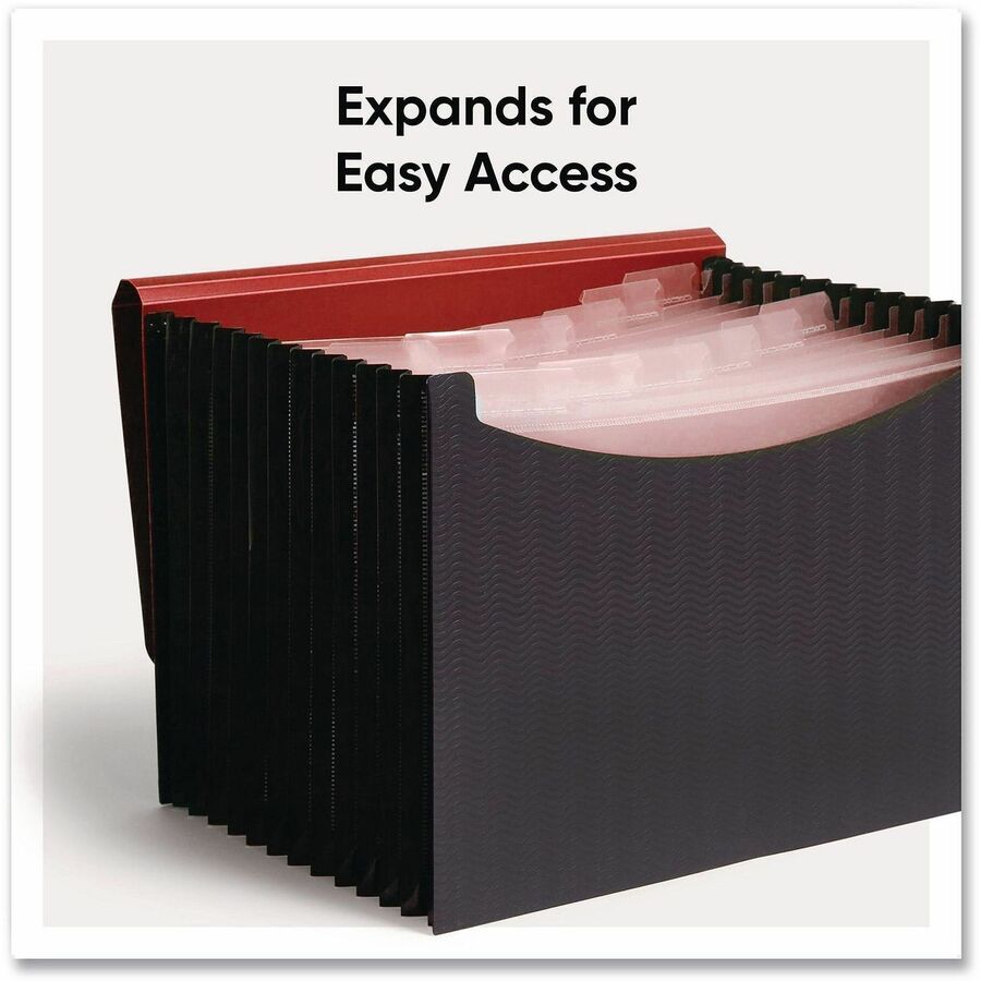 Smead Letter Expanding File, 8 1/2" x 11", 12 Internal Pockets, Red/Black, 1 Each
