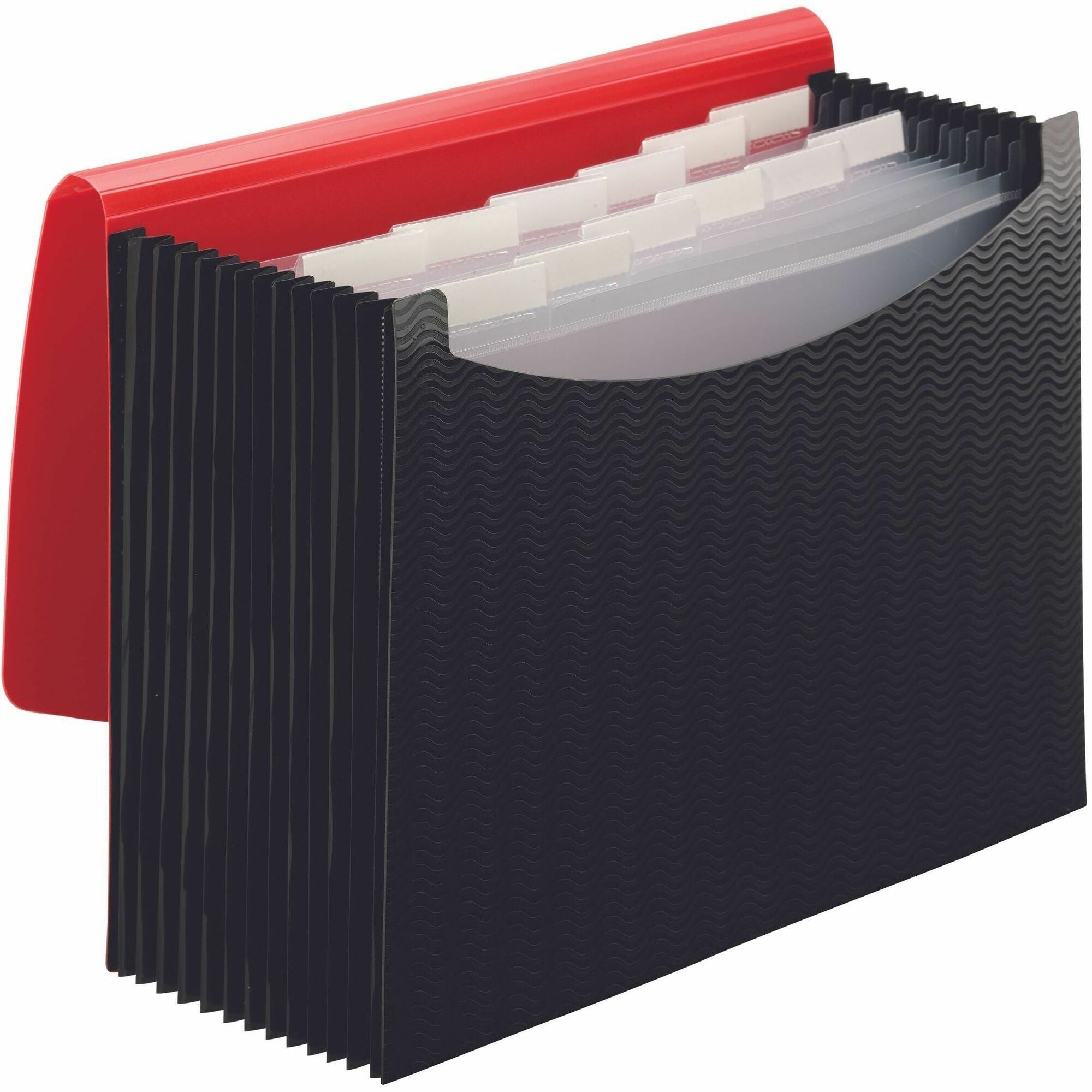 Smead Letter Expanding File, 8 1/2" x 11", 12 Internal Pockets, Red/Black, 1 Each