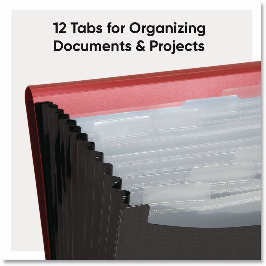 Smead Letter Expanding File, 8 1/2" x 11", 12 Internal Pockets, Red/Black, 1 Each