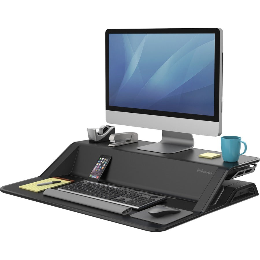 35 lb Load Capacity - 2 x Shelf(ves) - 5.50" Height x 32.75" Width x 24.25" Depth - Desktop - Steel, Plastic, Phenolic Resin - Black