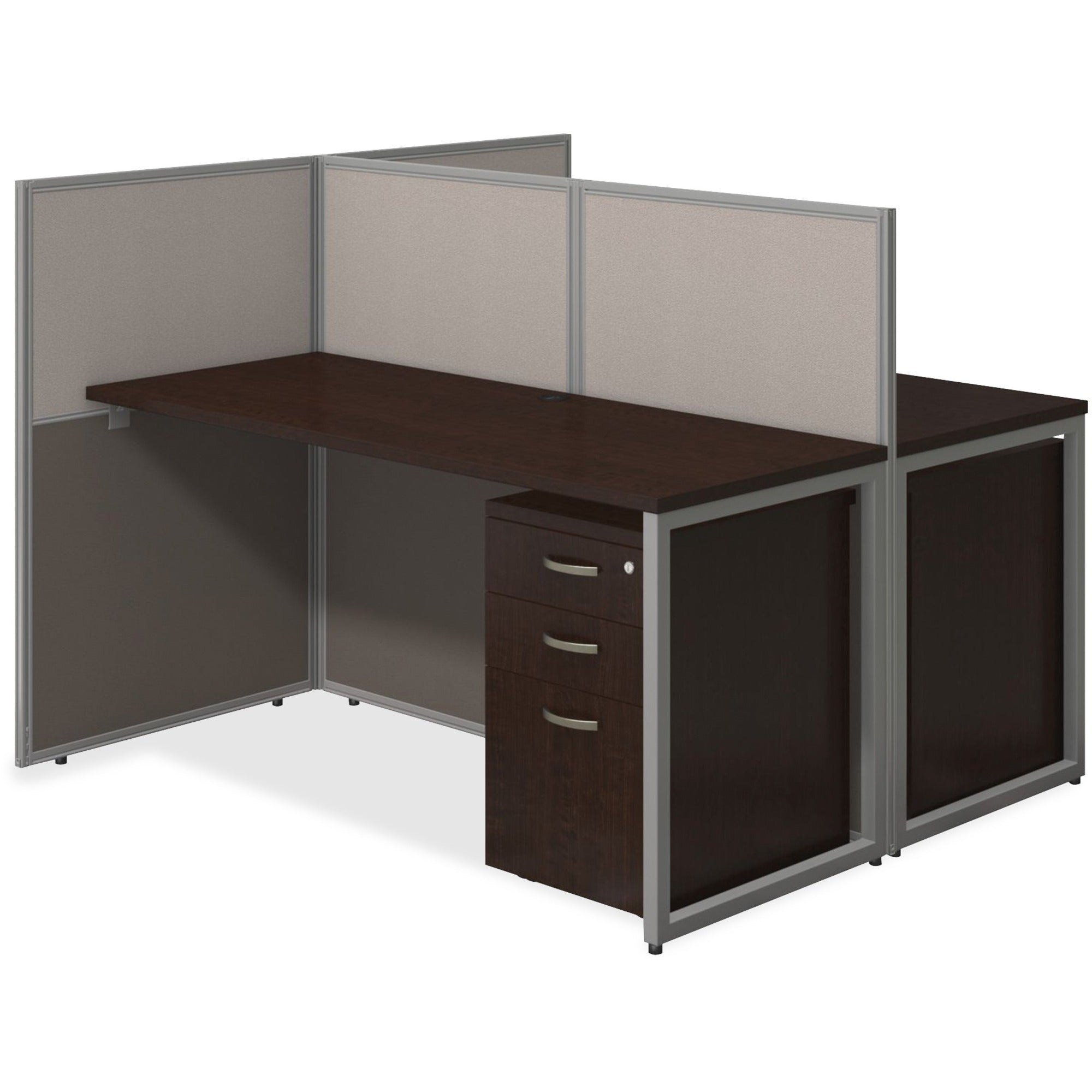 Bush Business Furniture Easy Office 60W 2 Person Straight Desk Office w/3-Drawer Pedestals