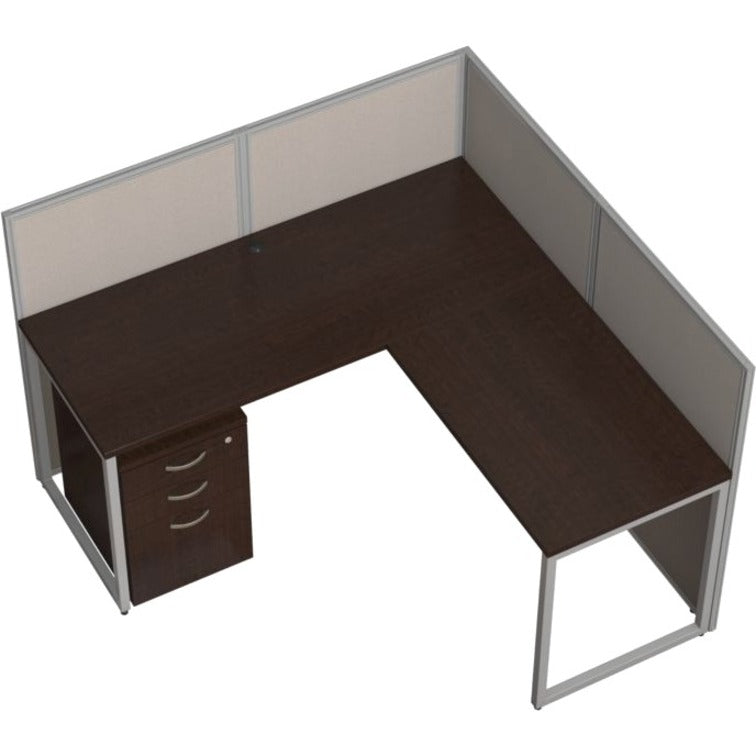 Bush Business Furniture Easy Office 60W L Desk Open Office with 3 Drawer Mobile Pedestal