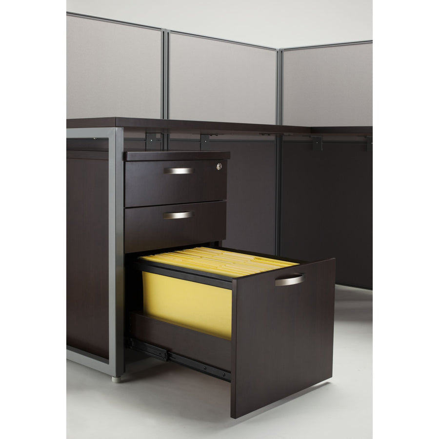 Bush Business Furniture Easy Office 60W L Desk Open Office with 3 Drawer Mobile Pedestal