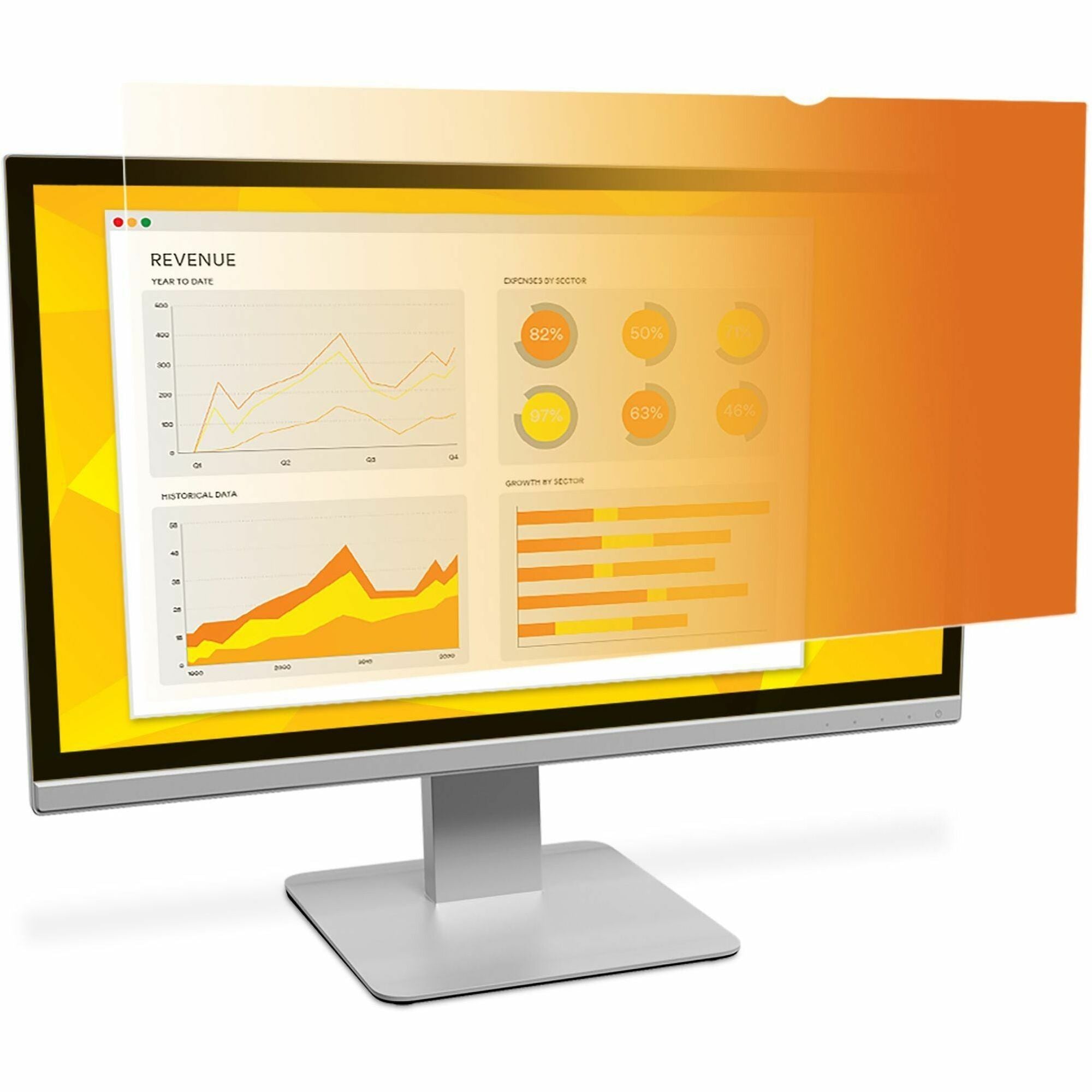 3M Gold Privacy Filter, Gold, Glossy, for 21.5" Widescreen LCD Monitor, 16:9 Aspect Ratio, Scratch and Dust Resistant, 1 Each