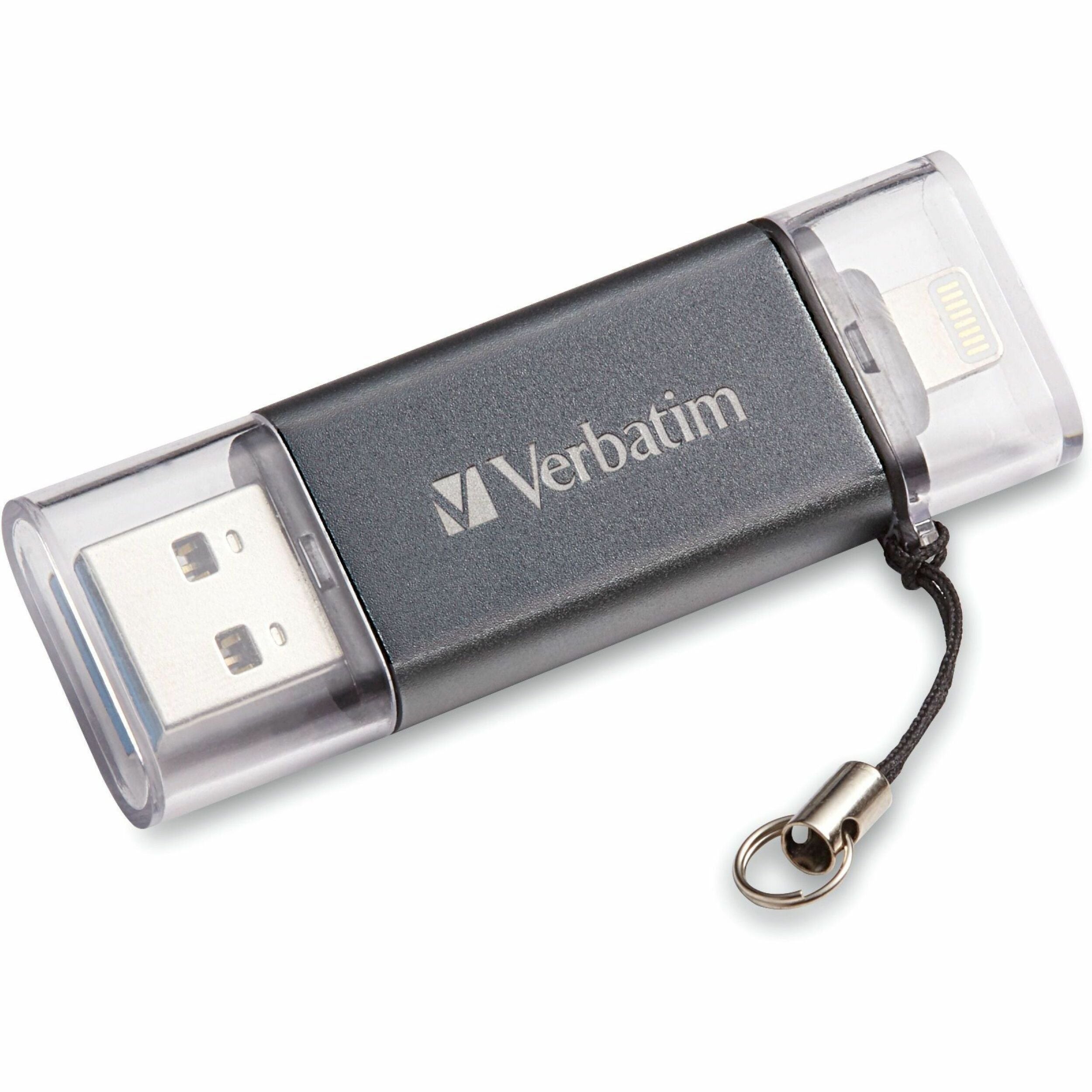 Verbatim Store 'n' Go Dual USB 3.0 Flash Drive, 64 GB, Lightning & USB 3.2 (Gen 1) Type A, Graphite, 1 Each