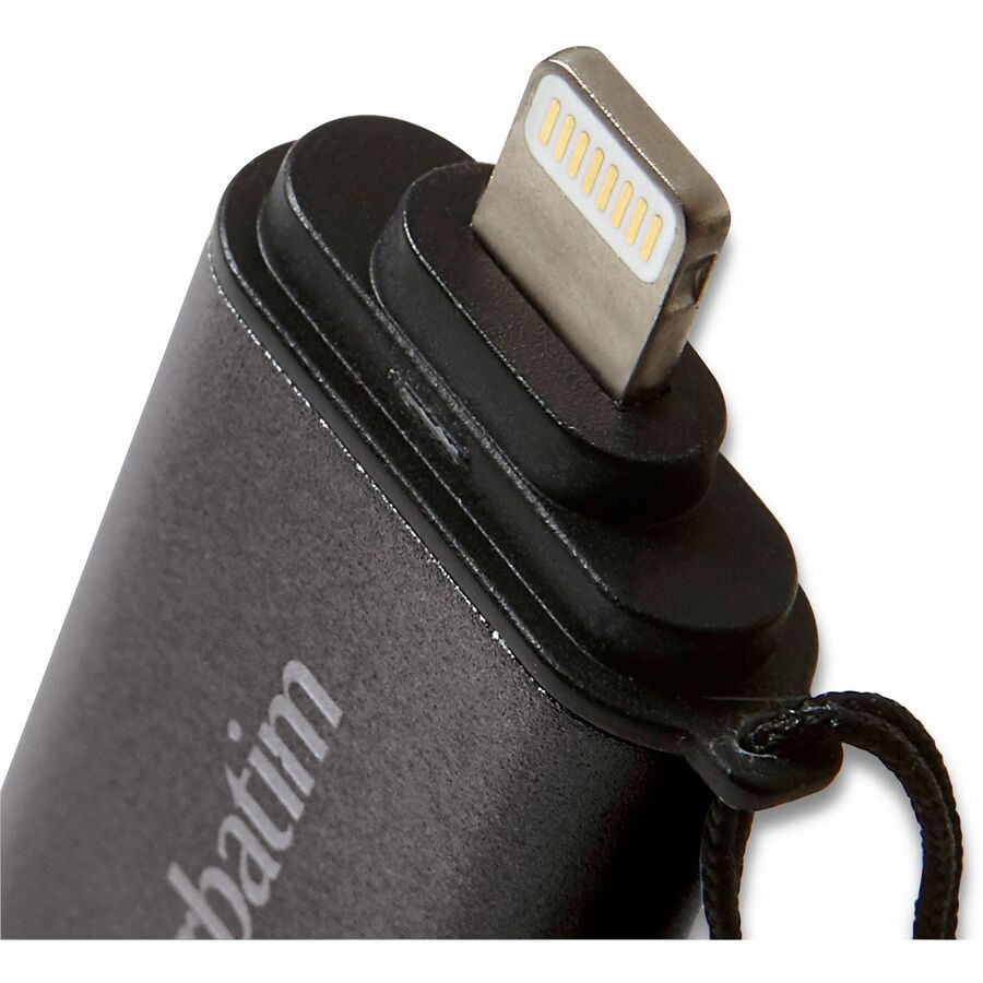 Verbatim Store 'n' Go Dual USB 3.0 Flash Drive, 64 GB, Lightning & USB 3.2 (Gen 1) Type A, Graphite, 1 Each
