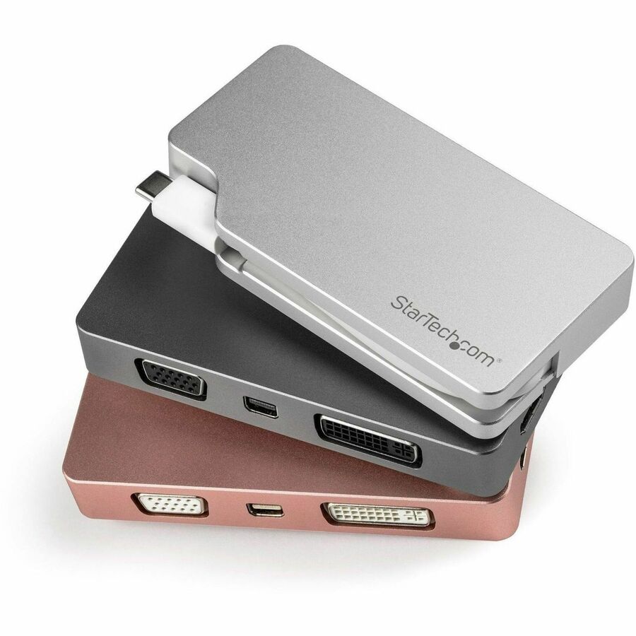StarTech.com 4-in-1 USB-C Multiport Video Adapter - Aluminum - 4K 30Hz - Silver