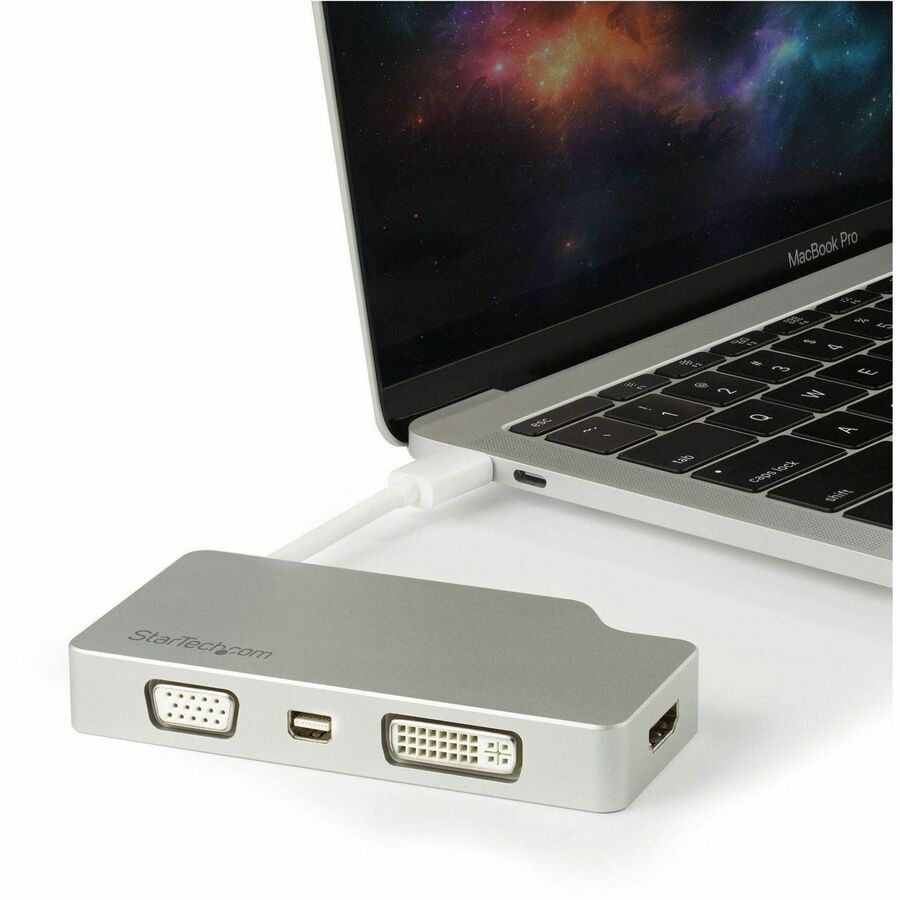 StarTech.com 4-in-1 USB-C Multiport Video Adapter - Aluminum - 4K 30Hz - Silver