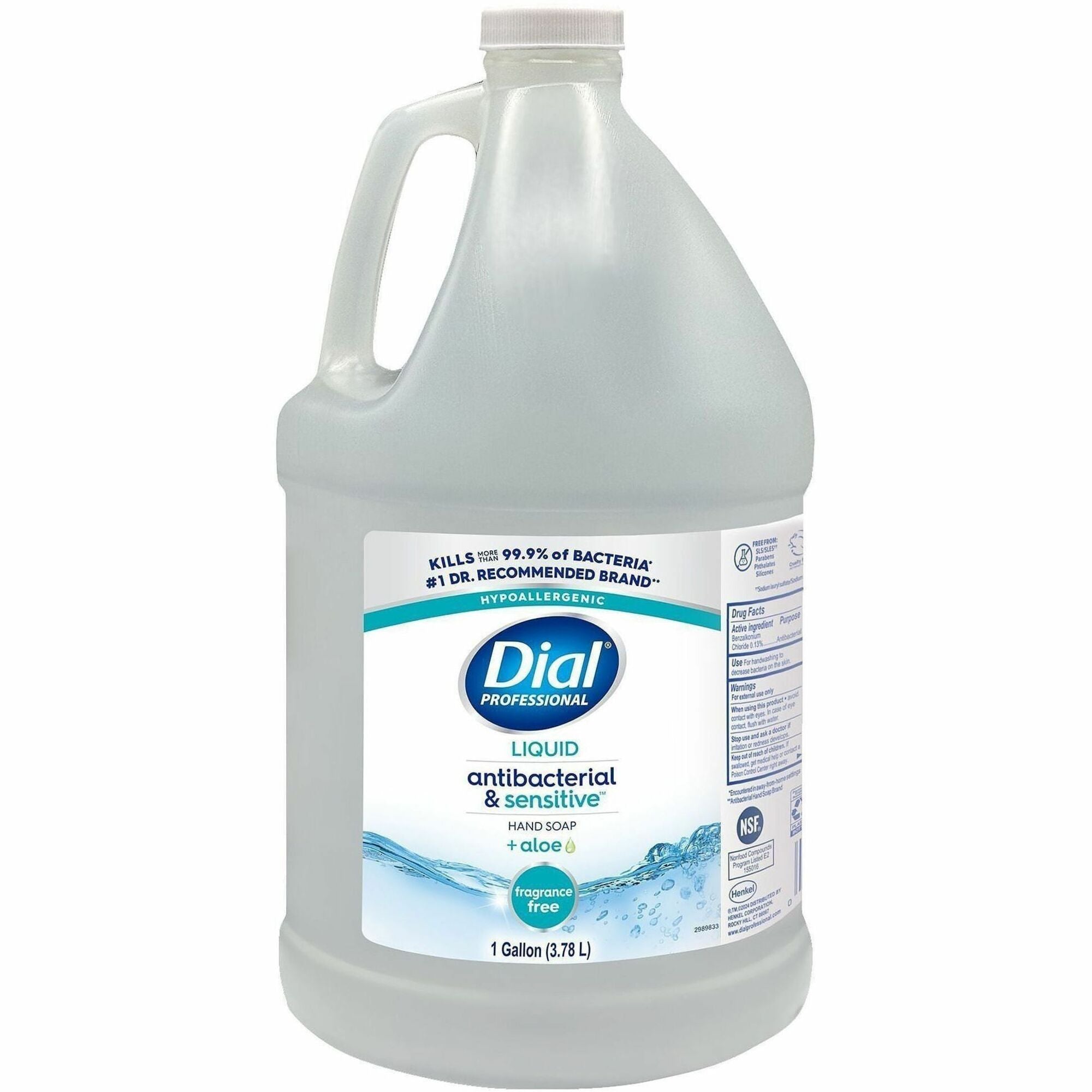 Dial Sensitive Skin Antibacterial Liquid Hand Soap Refill, Clear, 1 Gallon, 1 Each