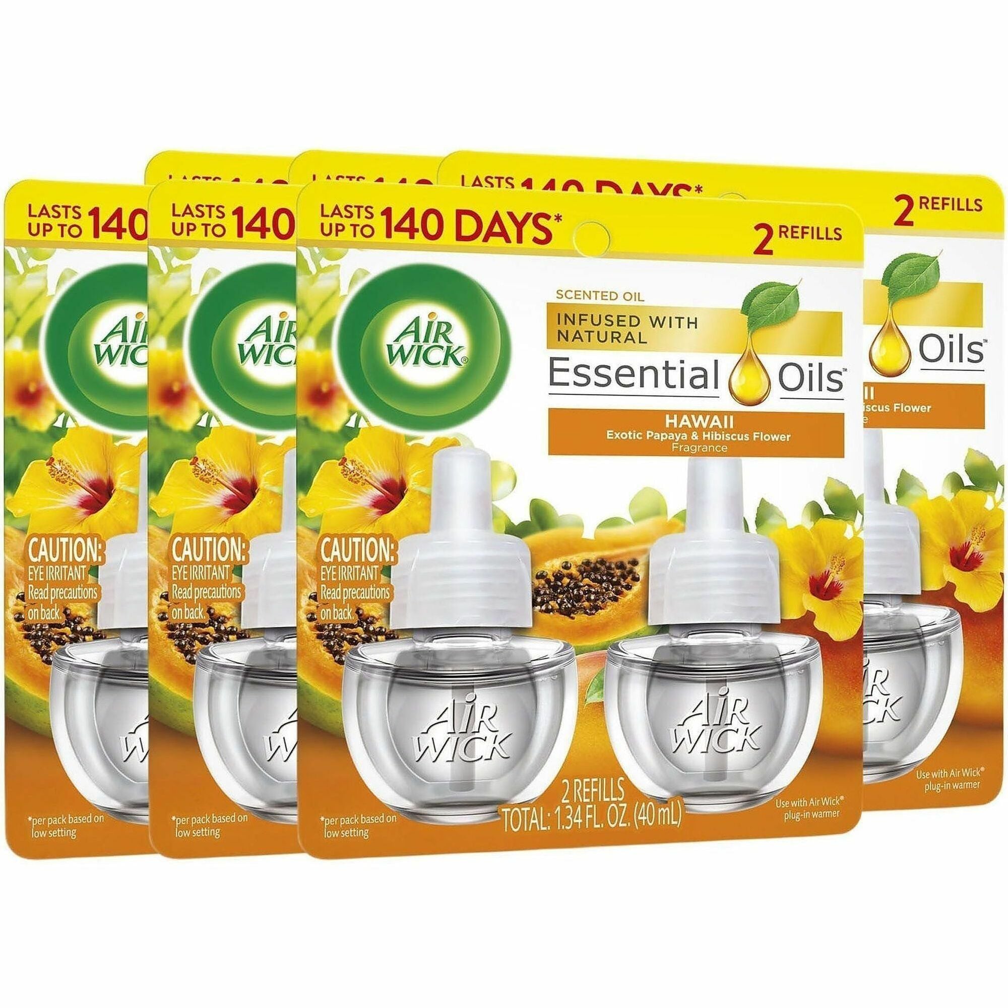 Air Wick Papaya Scented Oil - Oil - 0.7 fl oz (0 quart) - Hawaii Exotic Papaya, Hibiscus Flower - 60 Day - 2/Pack - 6 / Carton