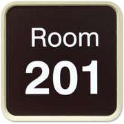 Xstamper Designer Framed Wall/Door Sign - 4" Holding Width x 4" Holding Height - Square Shape - Wall, Door - Rounded Corner - Plastic - Almond - 1 Each