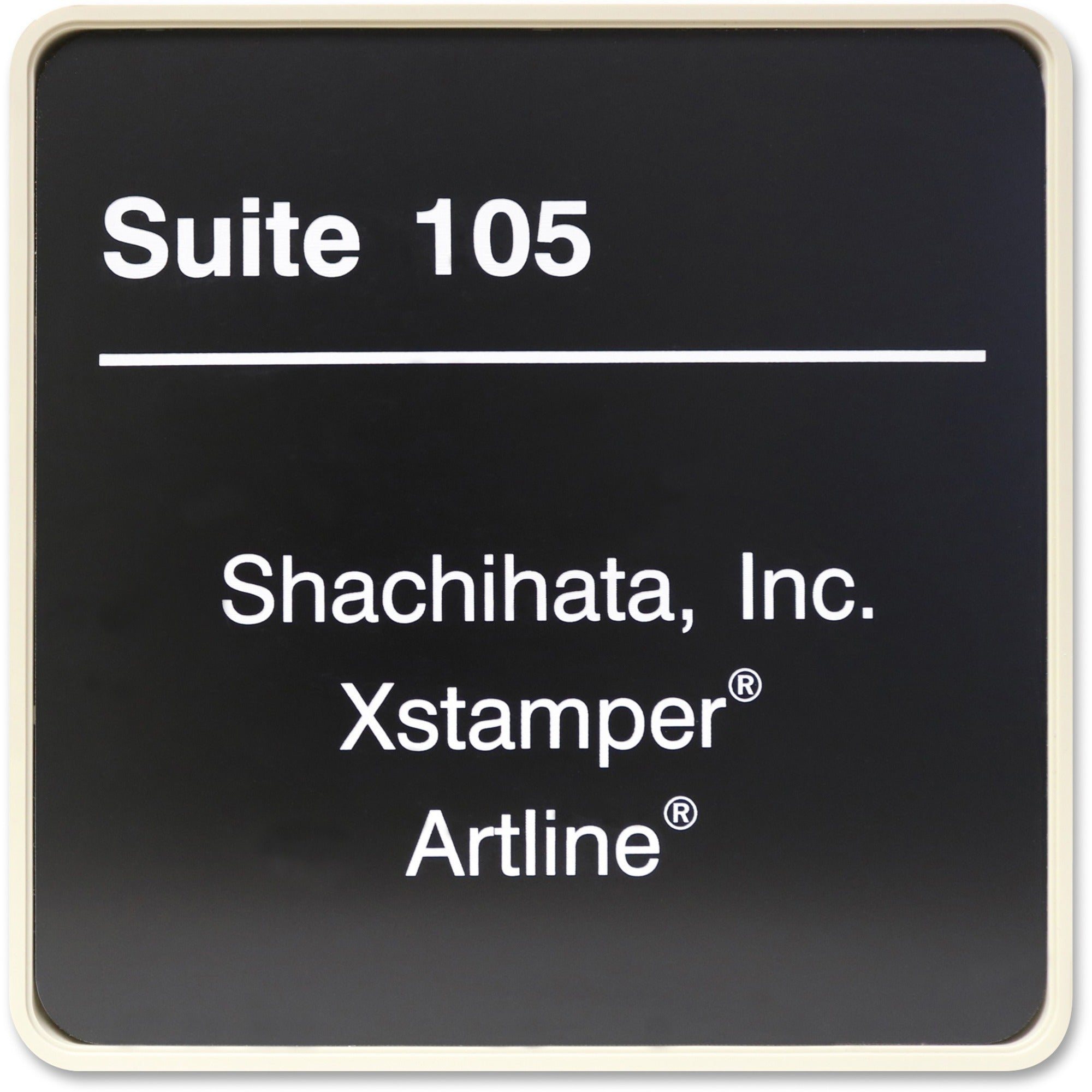 Xstamper Designer Framed Wall/Door Sign - 8" Holding Width x 8" Holding Height - Square Shape - Wall, Door - Rounded Corner - Plastic - Almond - 1 Each