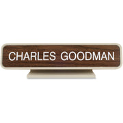 Xstamper Designer Framed Desk Sign - 10" Holding Width x 2" Holding Height - Rectangular Shape - Rounded Corner - Aluminum, Plastic - Almond - 1 Each