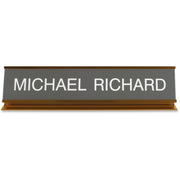Xstamper Pedestal Aluminum Desk Sign - 10" Holding Width x 2" Holding Height - Rectangular Shape - Long Lasting, Durable - Aluminum, Plastic - Gold - 1 Each