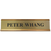 Xstamper Aluminum Double-sided Desk Holder - 10" Holding Width x 2" Holding Height - Rectangular Shape - Double Sided - Aluminum - Gold - 1 Each