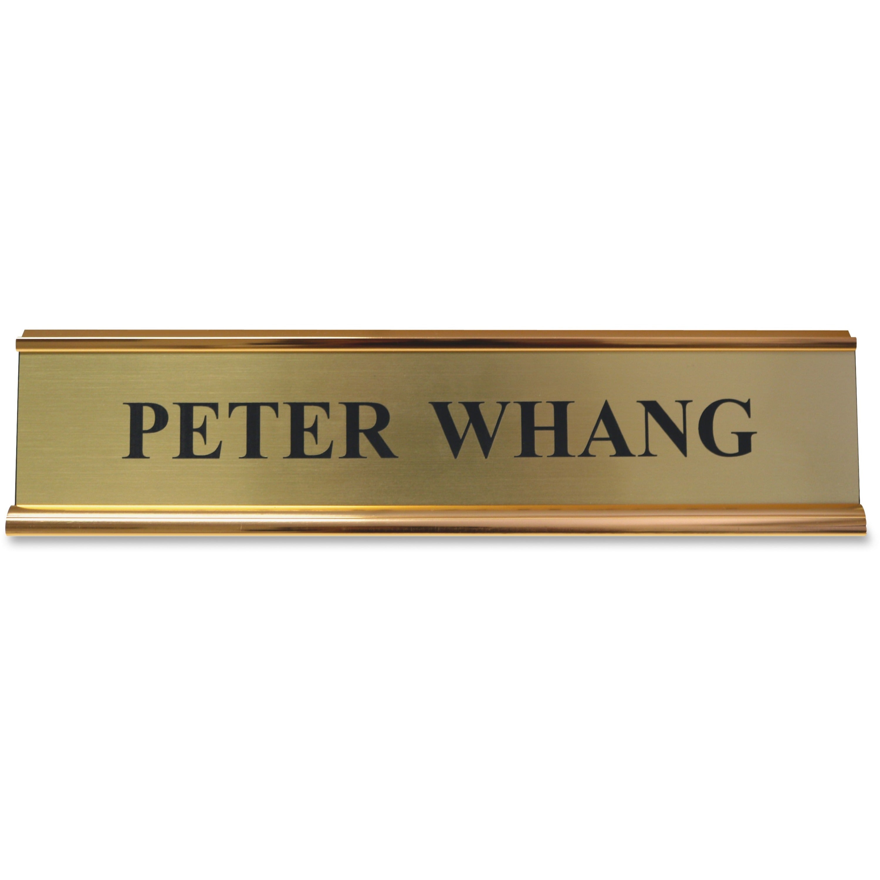 Xstamper Aluminum Double-sided Desk Holder - 10" Holding Width x 2" Holding Height - Rectangular Shape - Double Sided - Aluminum - Gold - 1 Each