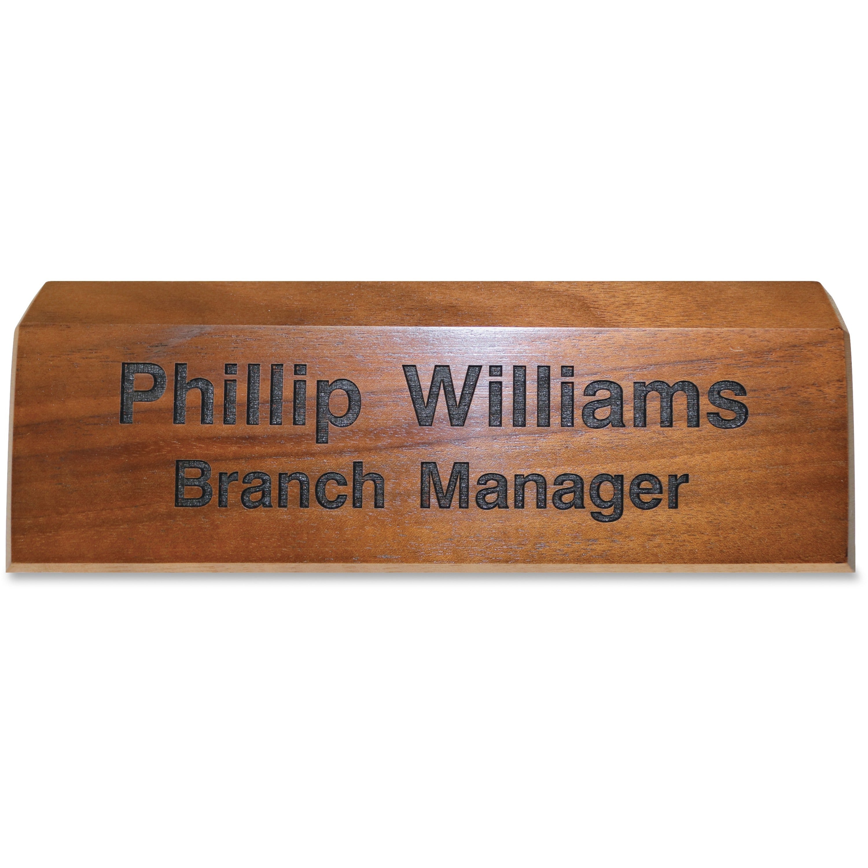 Xstamper Engraved Walnut Desk Sign - 8" Width x 2" Height - Engraved - Walnut Wood - 1 Each