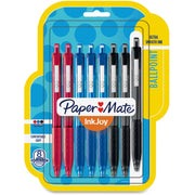 1 mm Medium Pen Point - Retractable - Assorted Ink - Assorted Barrel - 8 / Pack