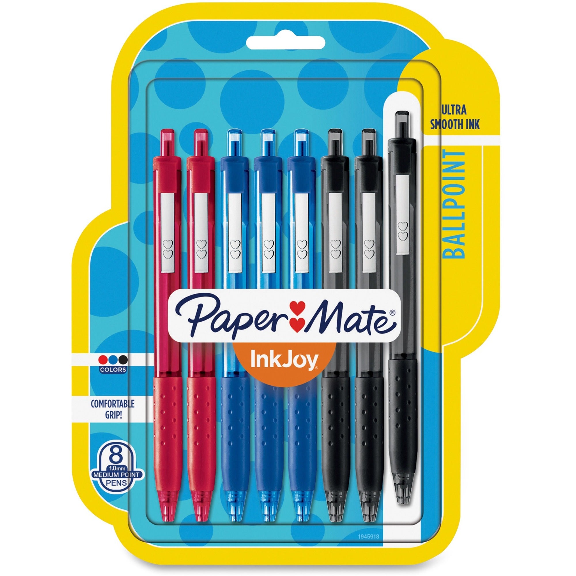 1 mm Medium Pen Point - Retractable - Assorted Ink - Assorted Barrel - 8 / Pack