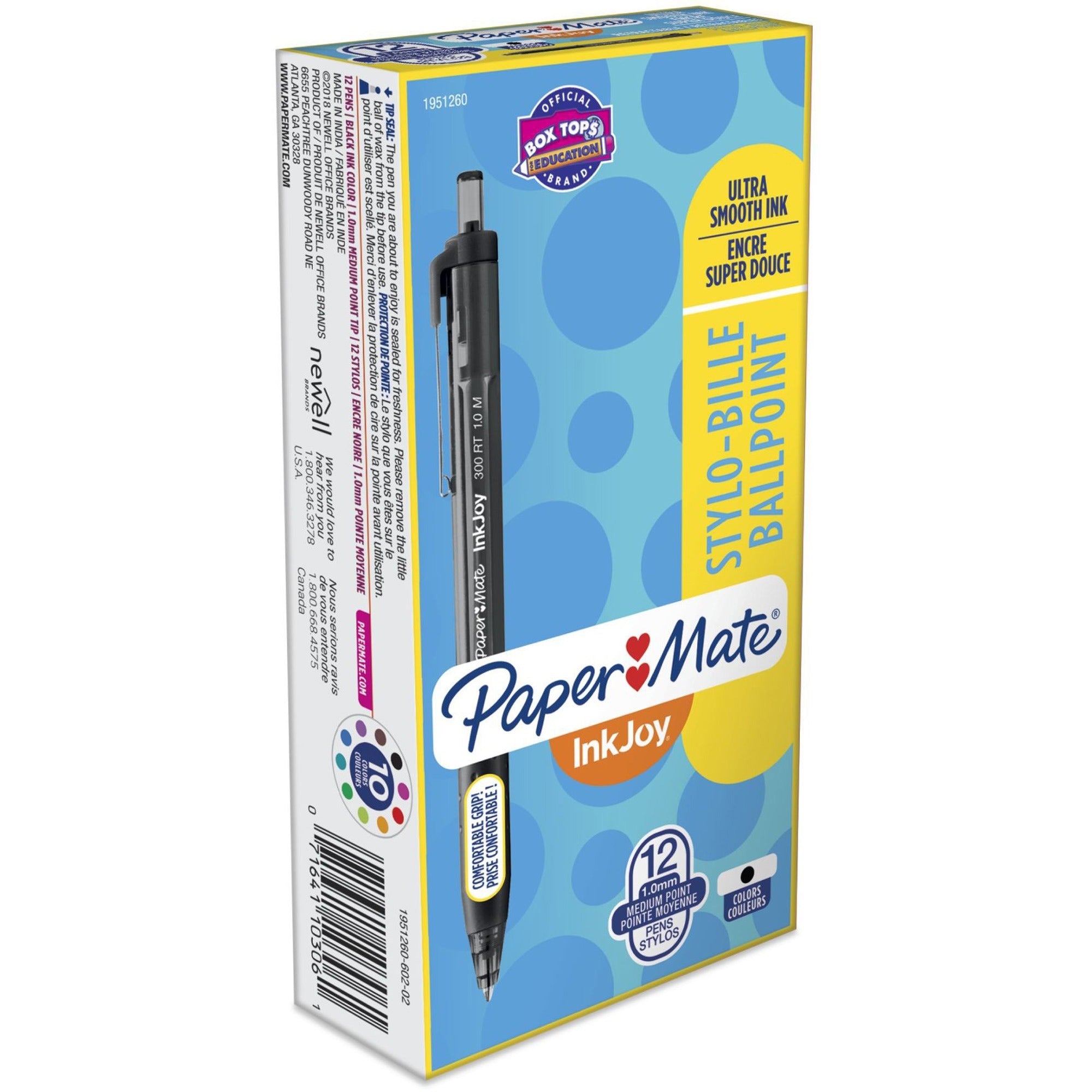 Paper Mate Inkjoy 300 RT Ballpoint Pens - 1 mm Pen Point - Retractable - Black Ink - Black Barrel - 1 Dozen