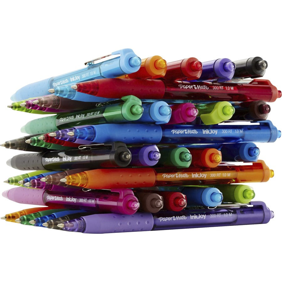 Paper Mate Inkjoy 300 RT Ballpoint Pens - 1 mm Pen Point - Retractable - Black Ink - Black Barrel - 36 / Pack