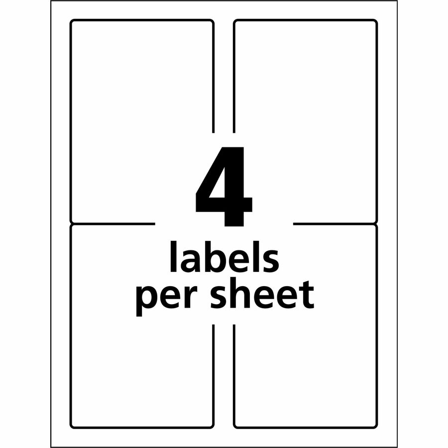 Avery TrueBlock ID Labels, 5" x 3-1/2", Matte White, Rectangle, Permanent Adhesive, Laser Compatible, Water and Weather Resistant, 4 Labels/Sheet, 4 Sheets, 200 Labels/Box