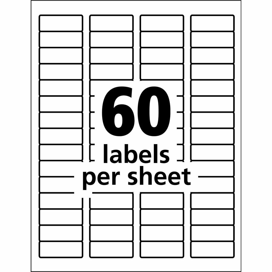 Avery TrueBlock ID Labels, 21/32" x 1-3/4", Matte White, Rectangle, Permanent Adhesive, Laser Compatible, Water & Weather Resistant, 60 Labels/Sheet, 60 Sheets, 3000 Labels/Box