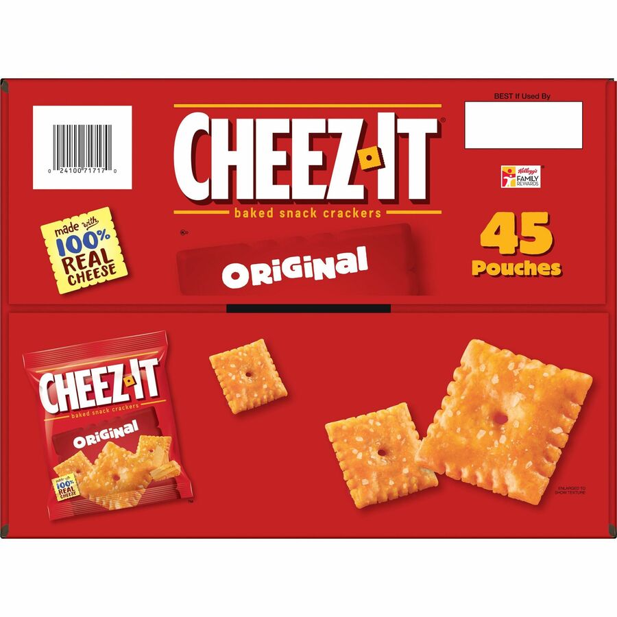 Cheez-It Cheez-It Baked Snack Crackers - Low Fat - Cheese - 1 Serving Pouch - 1.50 oz Bag - 45 / Carton