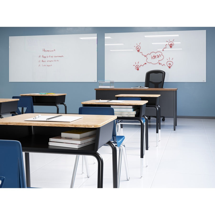 Lorell 16" Seat-height Student Stack Chairs - Four-legged Base - Navy - Polypropylene - 4 / Carton